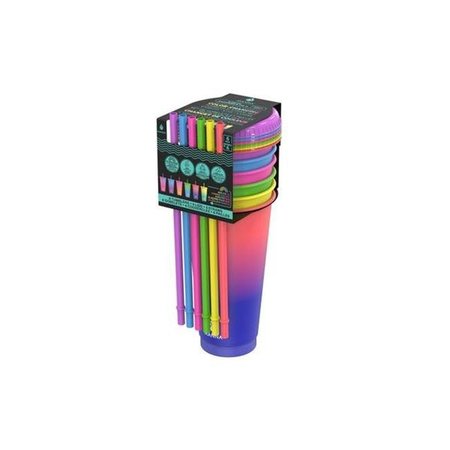 MANNA Manna 6027604 24 oz Color Changing Tumbler Lid & Assorted Straw - Pack of 6 6027604